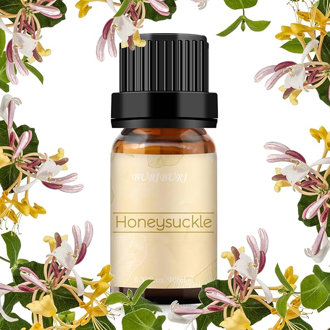 BURIBURI Honeysuckle Essential Oils, 100% Pure, Undiluted, Natural Aromatherapy Honeysuckle Oil for Diffuser, Massage BURIBURI