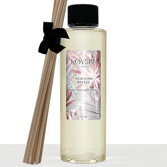 LOVSPA Hawaiian Breeze Diffuser Oil - Luxury Essential Oils for Diffuser Refill & Air Freshener Room Spray - Long-Lasting & Natural Home Fragrance, Scented Oil for Diffusers, USA Made, 4oz - Bloomnest