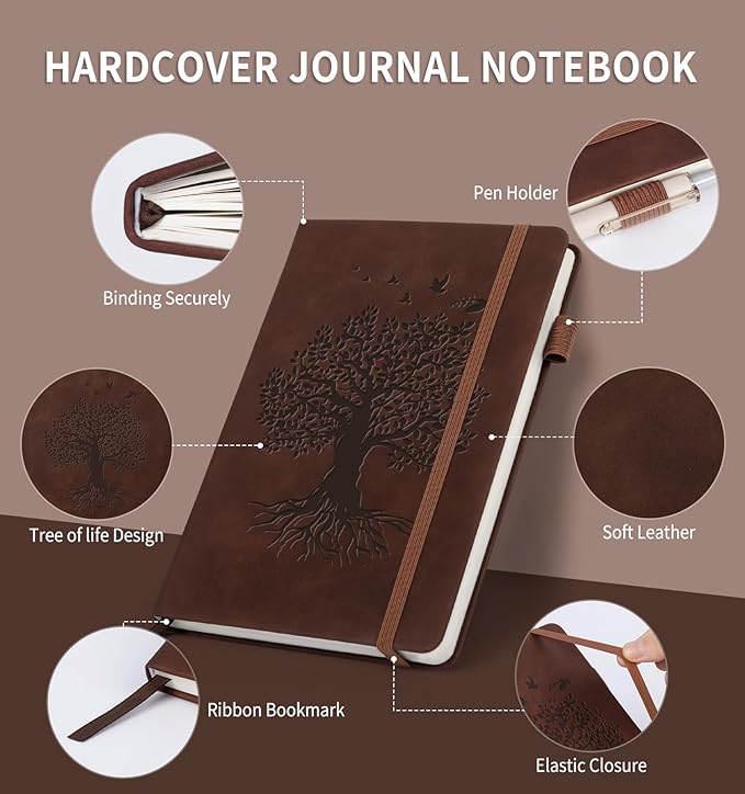 Lined Journal Notebook for Women Men, A4 Hardcover Leather Journals for Writing, 200 Pages Thick Paper, Daily Journal Notebook for Work, School, Note Taking, Business, Travel, College Ruled - Bloomnest