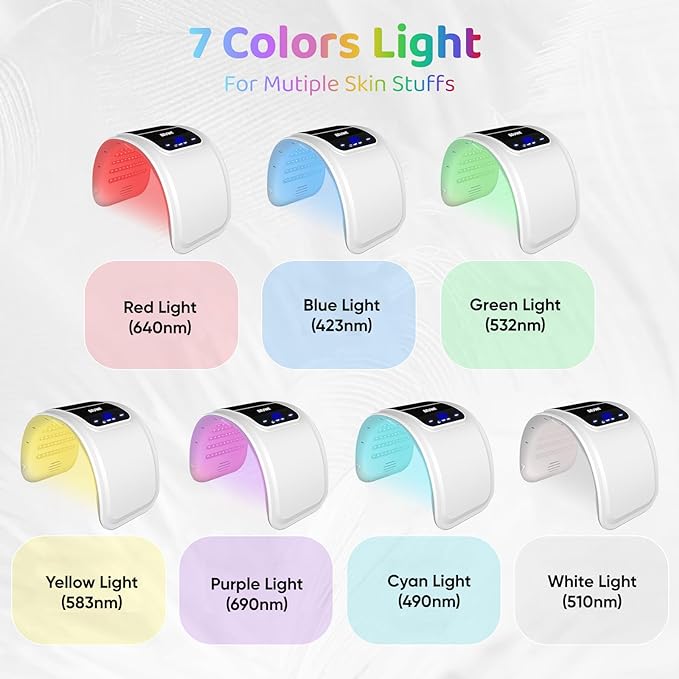 Red-Light-Therapy-for-Face，Led Face Mask Light Therapy Red & Blue Rejuvenation Tool SPA Equipment Led Neck Body Hand Mask for Skincare at Home Beuwe