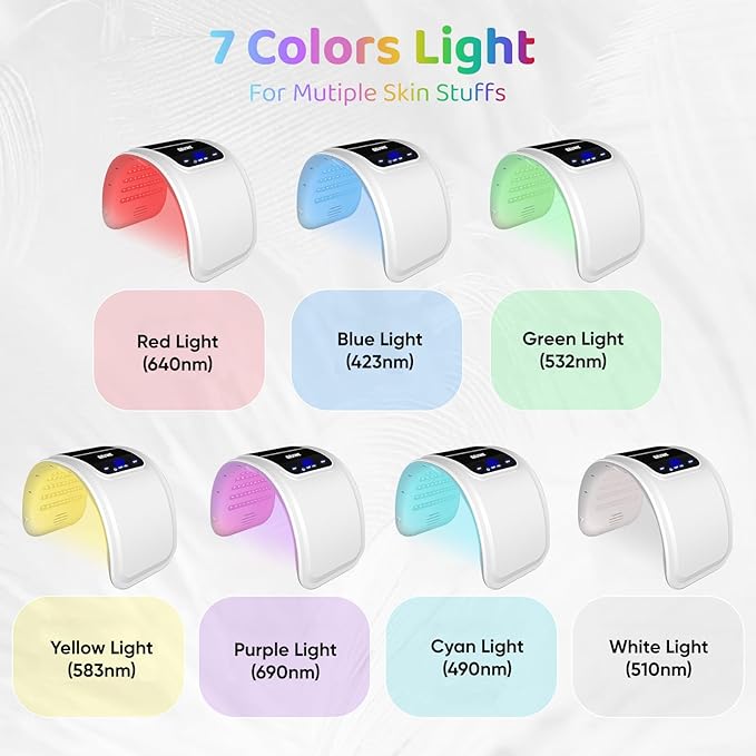 Red-Light-Therapy-for-Face，Led Face Mask Light Therapy Red & Blue Rejuvenation Tool SPA Equipment Led Neck Body Hand Mask for Skincare at Home Beuwe