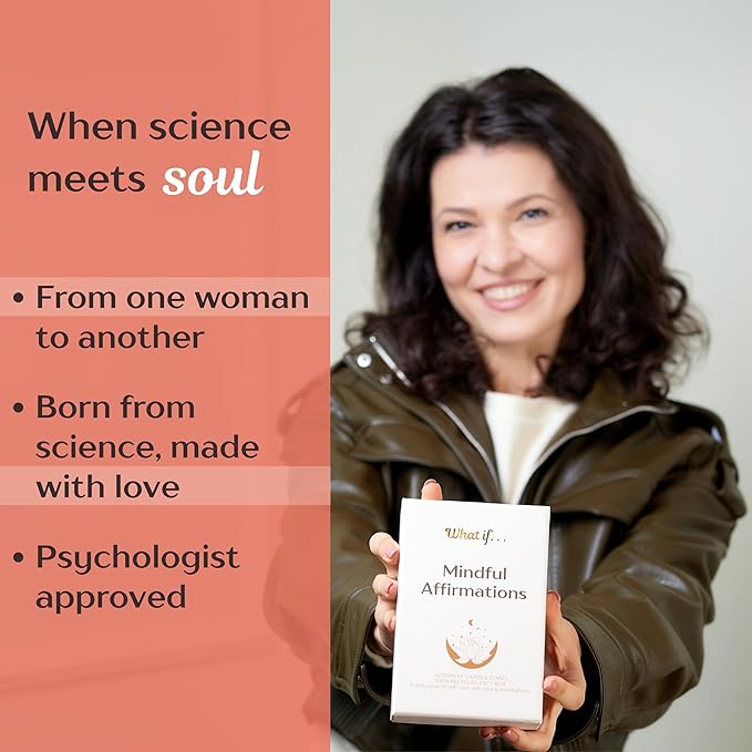 Ariond What If... Mindful Daily Affirmation Cards for Women, Motivational Cards with Display Stand, Encouragement Gifts for Women, Gifts for People with Anxiety - Bloomnest