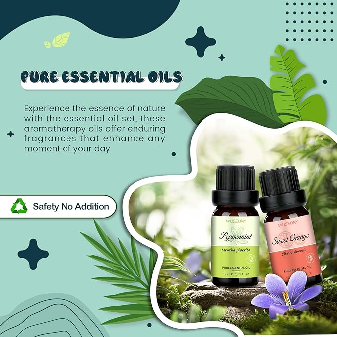 Top 6 Natural Aromatherapy Oils Gift Set, Essential Oils for Diffusers Home, Fragrance Oil Scent for Candle Soap Making - Lavender, Peppermint, Eucalyptus, Lemongrass, Sweet Orange, Clove - Bloomnest