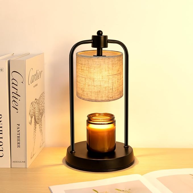 Candle Warmer Lamp Electric with Timer: Wax Melts Warmer - Dimmable Candle Wax Warmer Electric Candle Warmer with Replacement Bulbs, Bedroom Home Decor Compatible with Various Candles-Linen - Bloomnest