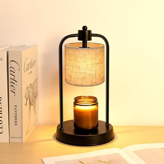 Candle Warmer Lamp Electric with Timer: Wax Melts Warmer - Dimmable Candle Wax Warmer Electric Candle Warmer with Replacement Bulbs, Bedroom Home Decor Compatible with Various Candles-Linen - Bloomnest