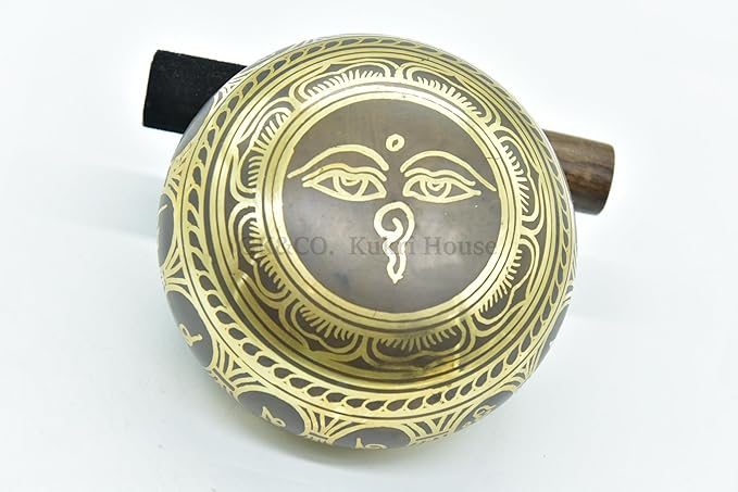 5" Tibetan Meditation Yoga Singing Bowl Black Set with free Wooden Mallet and Silk Cushion from Nepal, Singing bowls. (Black) - Bloomnest