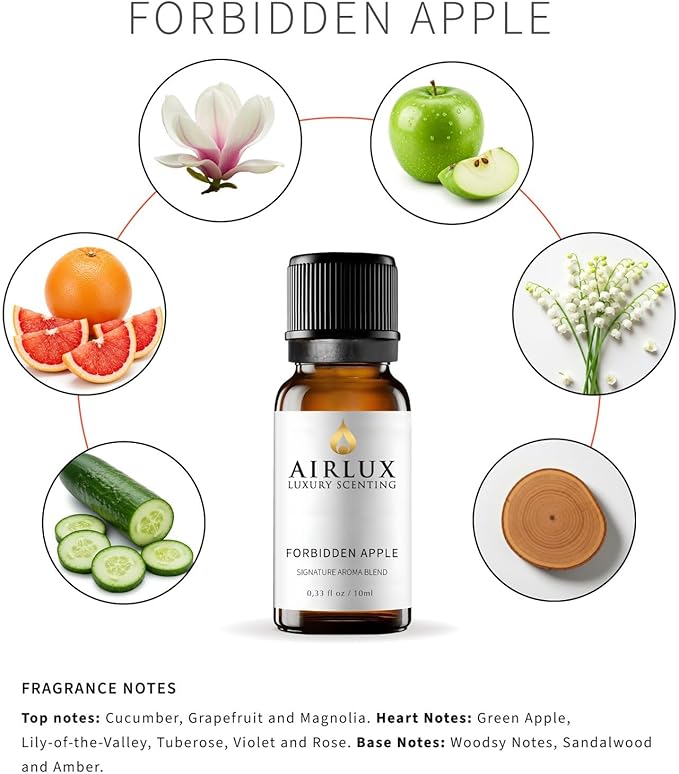 Signature Aroma Oil No. 28 Forbidden Apple – Cucumber, Grapefruit, Magnolia – Aroma Oil for Cold Air & Waterless Diffusers and DIY Crafts – 10 mL, 0.34 fl oz Glass Bottle Airlux