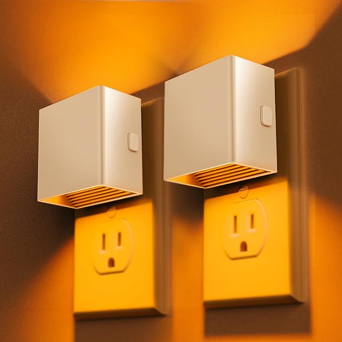 DORESshop LED Night Lights Plug into Wall [2 Pack], Plug in Nightlight, 3 Level Brightness Adjustable Night Light, Dusk to Dawn Sensor, Nightlights for Adults, Bedroom, Bathroom, Hallway, Amber - Bloomnest