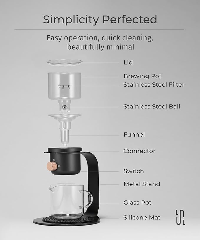 Glass Tea Pot with Infusers for Loose Tea and Drip Coffee Pour Over, Semi Automatic Tea Set with Magnetic Clear Teapot, White - Bloomnest
