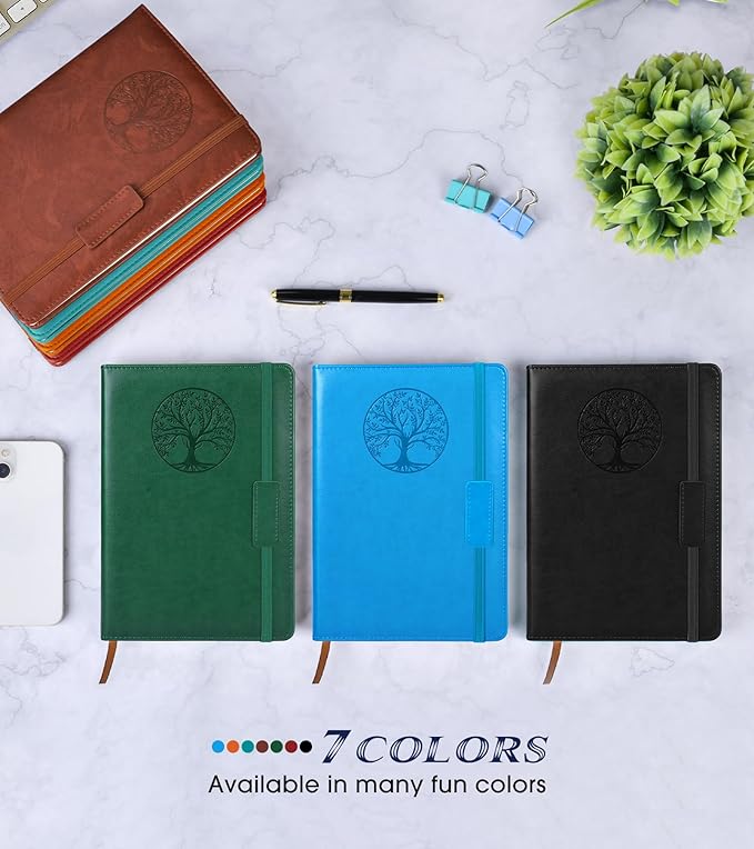 Lined Journal Notebook for Women Men,256 Pages A5 Hardcover Leather Journals for Writing,Travel,Business,Work & School,College Ruled Notebooks for Note Taking,Diary Notepad 5.7"×8.3" blue - Bloomnest