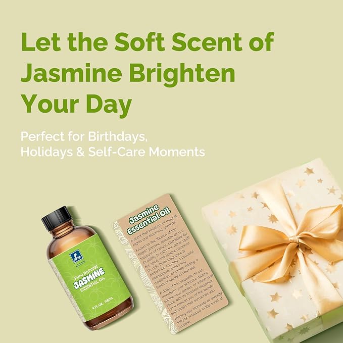 Jasmine Essential Oil 4 Oz, 100% Pure Jasmine Oil for Diffuser, Skin, Hair, Body & Face, Perfume, Floral Scent for Relaxation, Aromatherapy & Massage - Bloomnest