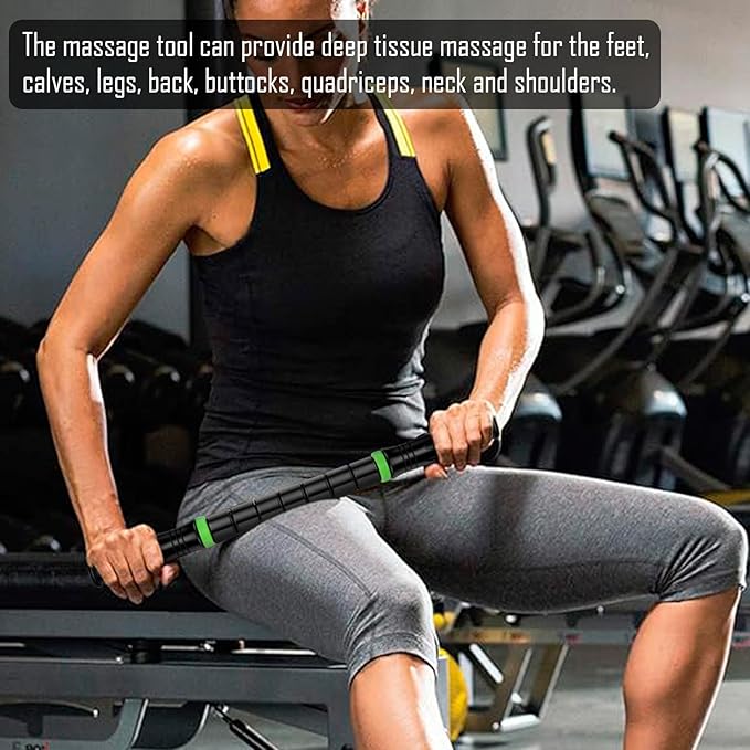 iGreely Premium Muscle Roller The Ultimate Massage Roller Stick 17 Inches Recommended by Physical Therapists Promotes Recovery Fast Relief for Cramps Soreness Tight Muscles Black