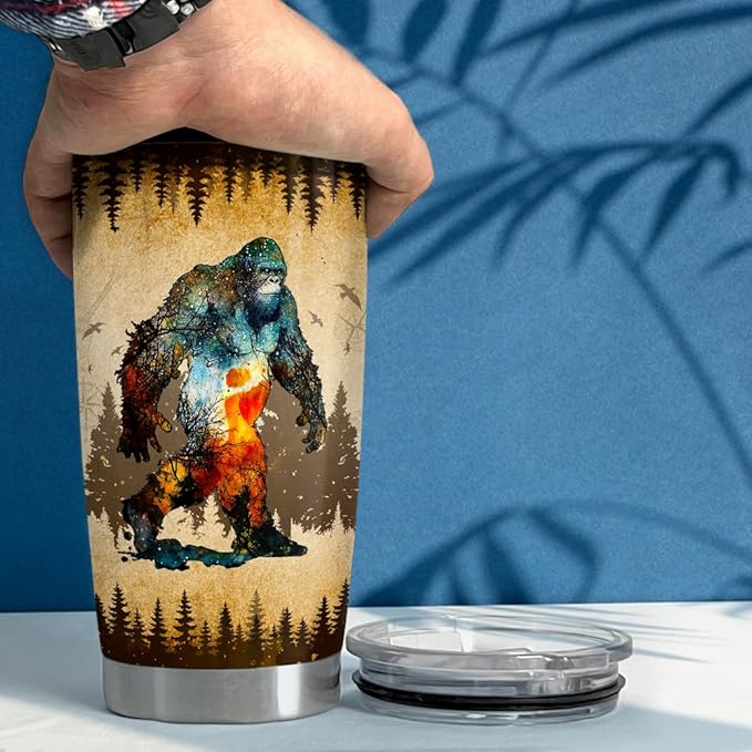 SANDJEST Bigfoot Tumbler Cup 20oz Sasquatch Gifts for Men Stainless Steel Insulated Tumblers Coffee Travel Mug Gift for Birthday Christmas - Bloomnest