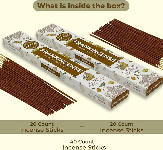 TRUMIRI Trumiri Incense Sticks - Total 40 Frankincense Scented Insence-Sticks - Dual Pack of 20 Insenses - Insents - Incents - Inscense - Incence - Incienso - All Natural Incense Sticks TRUMIRI