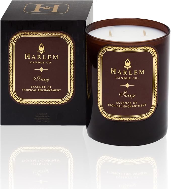 HARLEM CANDLE CO. Savoy - Luxury Scented Soy Candle, 11 oz - 80-Hour Burn Time | Blackcurrant, Mandarin, Green Apple and Lily of The Valley | Scented Candles for Home - Bloomnest