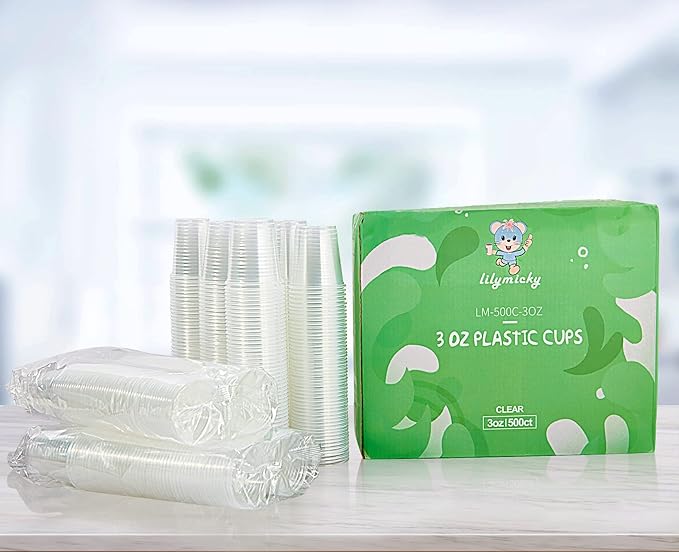 Lilymicky 500 Pack 3 oz Clear Plastic Cups, Small Disposable Bathroom Cups, 3 Ounce Plastic Mouthwash Rinse Containers - Bloomnest