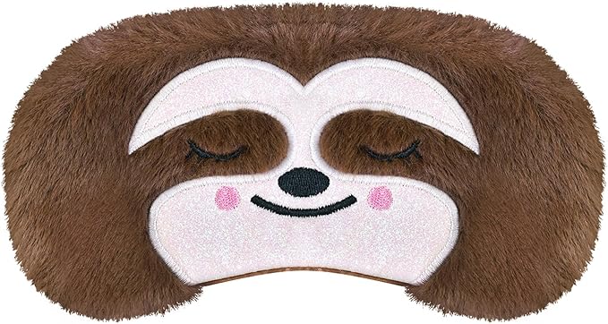Cute Sleep Masks Cartoon Animal Eye Mask Plush Sleeping Mask & Travel Blindfold - Funny Novelty Eye Shade for Kids, Girls & Adults (Brown Sloth) - Bloomnest