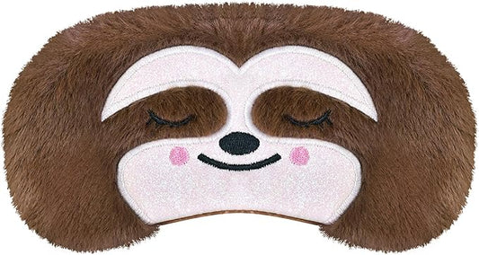 Cute Sleep Masks Cartoon Animal Eye Mask Plush Sleeping Mask & Travel Blindfold - Funny Novelty Eye Shade for Kids, Girls & Adults (Brown Sloth) - Bloomnest