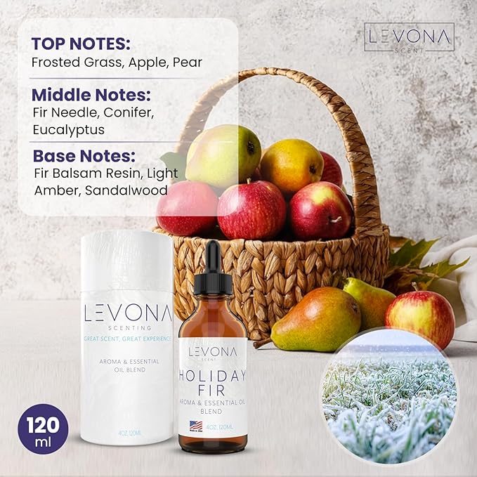 Levona Scent Christmas Essential Oils for Diffuser: Holiday Fir Essential Oil for Diffusers for Home - Essential Oils with Notes of Sandalwood & Amber Oil - Winter Fir and Balsam Fragrance - 120Ml - Bloomnest