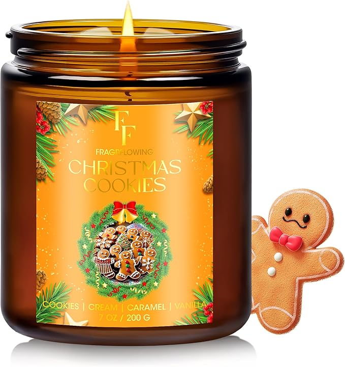 Christmas Candle, Christmas Cookies Scented Candles for Home, Holiday Candles Natural Soy Candle, Aromatherapy Candle 7 oz Jar Candles Christmas Gifts for Women Men - Bloomnest