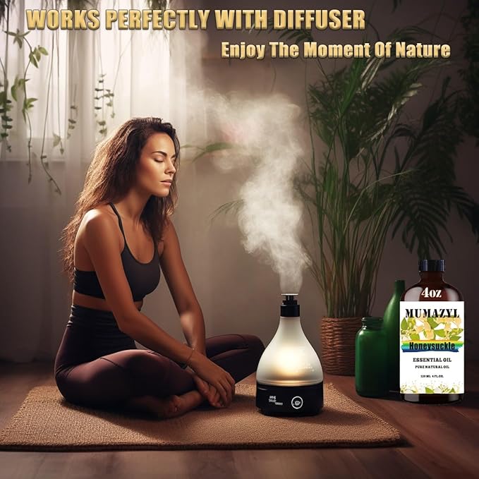 Honeysuckle Essential Oil, Honeysuckle Oil 4 Fl Oz 120ML for Diffuser Humidifier Yoga Cleaning DIY Candle Soap Making Essential Oils - Bloomnest