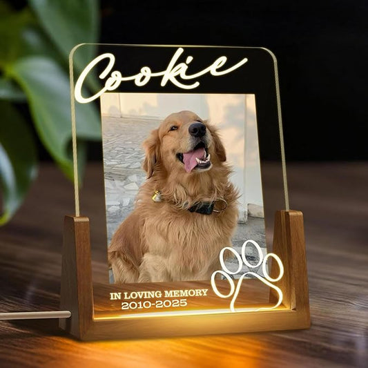 Personalized Pet Memorial LED Night Light, Custom Photo Pet Lover Keepsake, Dog or Cat Loss Sympathy Gift, Personalized Light Up Sign for Pet Remembrance, Memorial Lights for Home Decor - Bloomnest