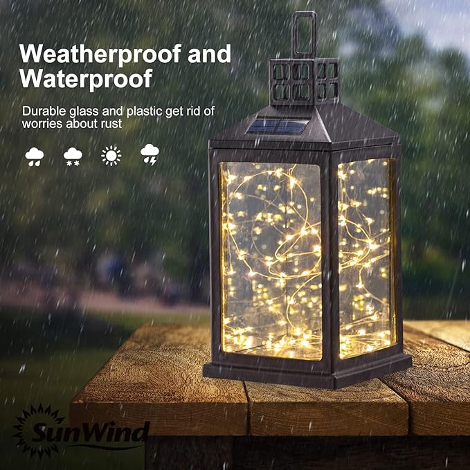 Solar Lantern Lights Outdoor SUNWIND Waterproof Solar Table Lamp Hanging Lighting with 40 Warm White LEDs for Garden Patio Landscape Decoration - Bloomnest