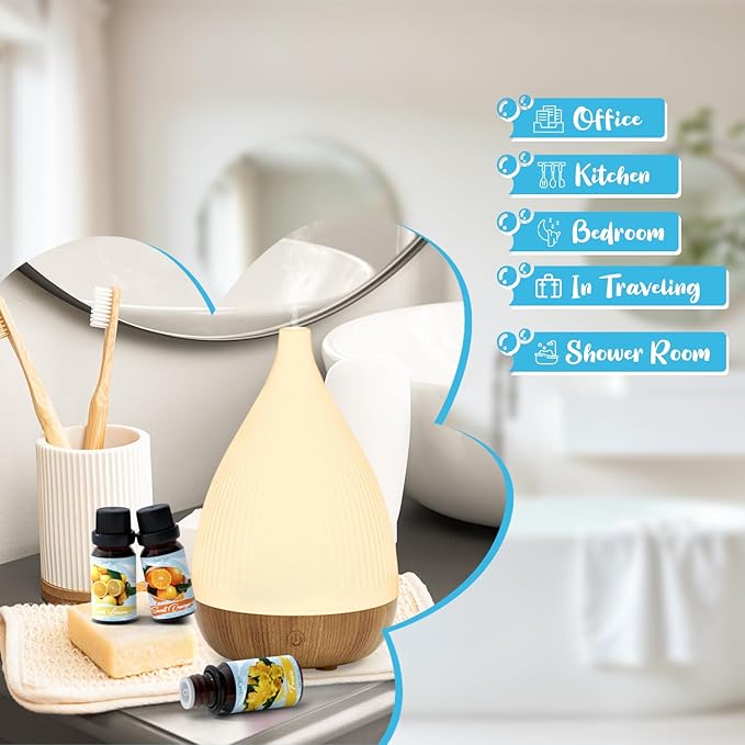 Housekeeping Fragrance Oils Set, Essential Oil Gift Set for Diffuser, Clean Scent Diffuser Oil, Use with Wool Dryer Balls - Lemon, Sweet Orange, White Tea, Fresh Linen, Freesia, Grapefruit - Bloomnest