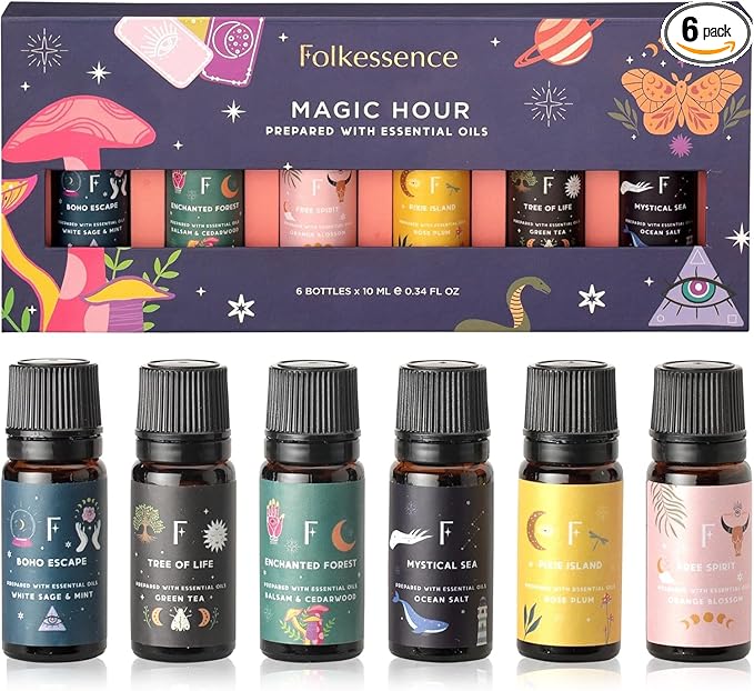 Folkulture Essential Oils for Diffuser Oil | Set of 6 Fragrance Oil or Diffuser Oils Scents for Home | Diffuser Essential Oil | Fragrance Oil for Diffusers- White Sage, Cedarwood - Bloomnest