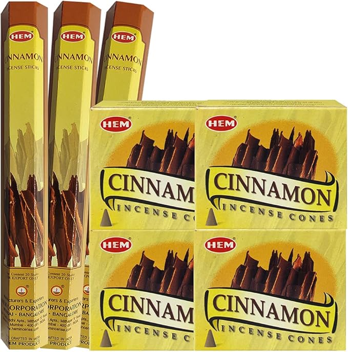 Cinnamon Incense Sticks and Cone Incense Holder Variety Pack Bundle insence insense insienso TRUMIRI