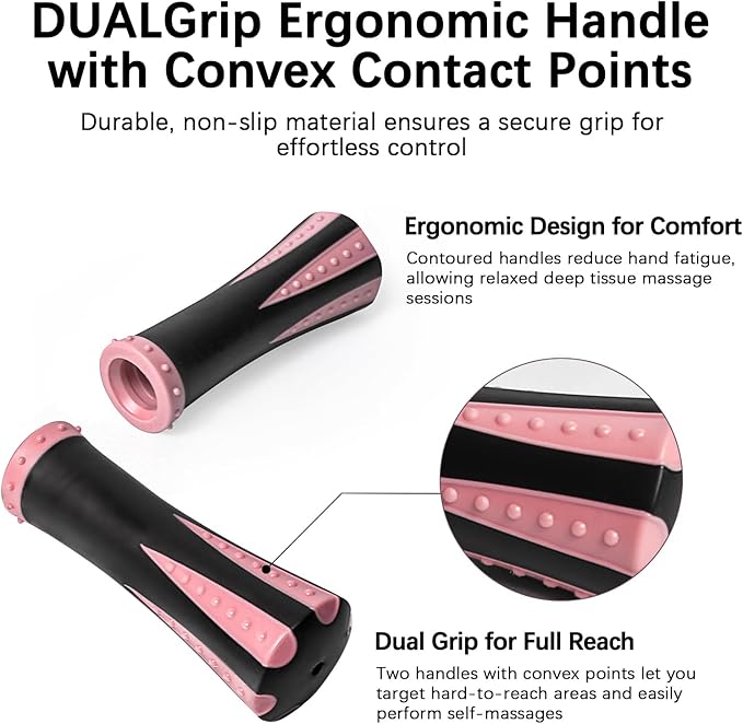 Muscle Roller Massage Roller Stick- Deep Tissue Fascia Blaster for Myofascial Pain Relief, Lymphatic Drainage & Body Sculpting, Handheld Physical Therapy & Recovery Tool (Pink black-18 inch) - Bloomnest
