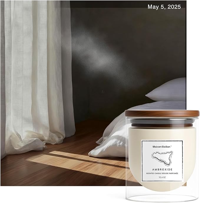 Ambroxide Candle by Maison Sicilian | Inspired by Ambroxyde 17 – Modern Amber-Musk Scent | 65 Hour Burn, Hand-Poured Soy Wax | Modern Cozy Ambiance & Elegant Gift for Men & Women MaisonSicilian