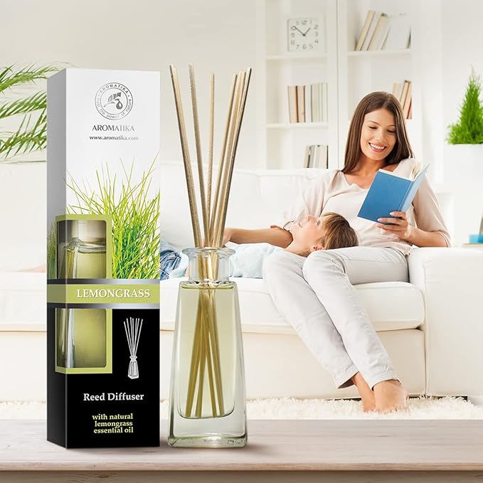 Lemongrass Oil Diffuser - Scented Reed Diffuser - Alcohol Free - Gift Set - Best for Aromatherapy - Room Air Freshener - Bloomnest