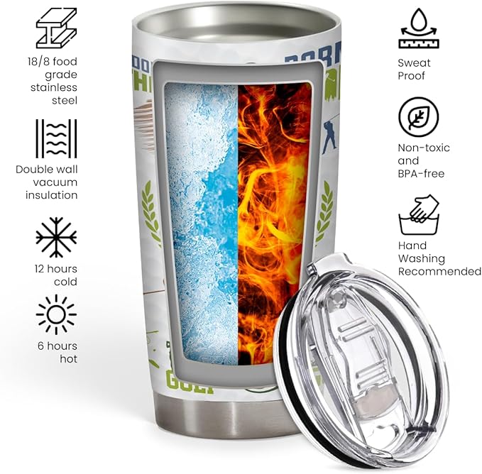 SANDJEST Golf Tumbler 20oz 30oz Stainless Steel Insulated Travel Mugs Baseball Player Coffee Cups - Inspirational Gift for Golf Lovers, Golfers, Fan, Coach, Sport Lovers - Bloomnest