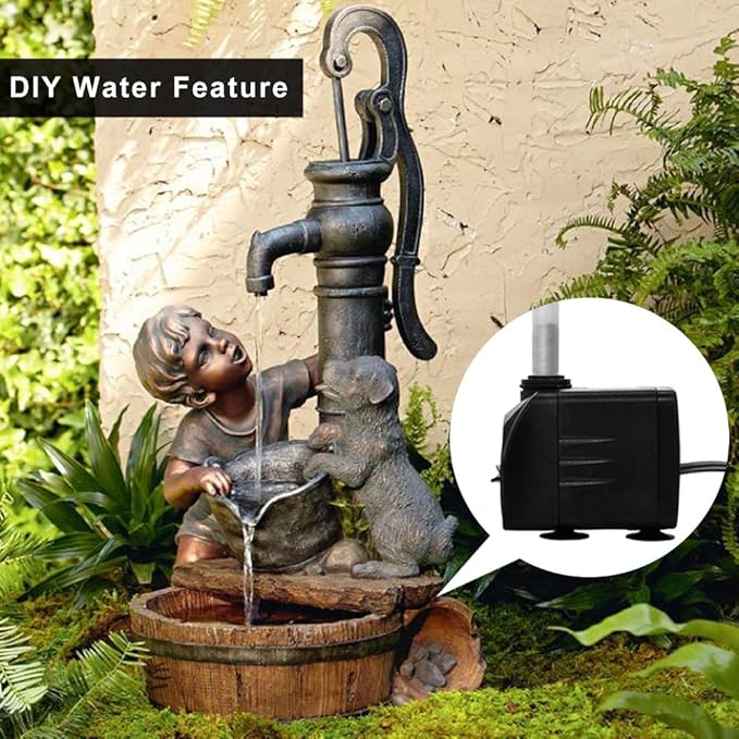 PULACO 400GPH Submersible Pump with 5 ft Tubing, (1500L/H 25W) durable fountain water pump for Pond Fountain, Aquariums Fish Tank, Statuary, Hydroponics - Bloomnest