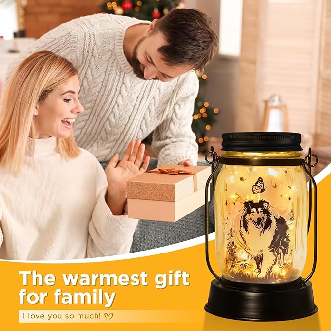 Sheltie Gifts for Women/Men Sheltie Solar Lanterns Dog Mom Birthday Dog Lovers Lantern Pet Loss Pet Memorial Lights Solar Garden Decoration for Yard, Patio,Backyard,Porch Torches - Bloomnest