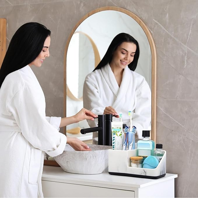 Marble Bathroom Counter Organizer, Kids Electric Toothbrush and Toothpaste Holders for Bathroom Organizers and Storage (Marble) - Bloomnest
