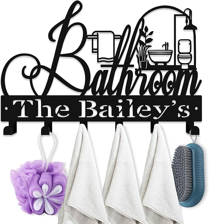Personalized Metal Key Rack Hooks, Key Holder Wall Mounted Key Hooks, Bathrom Theme Wall Decoration Hooks, Key Hanger Organizer for Living Room, Entryway, Bathroom, Office Decor - Bloomnest
