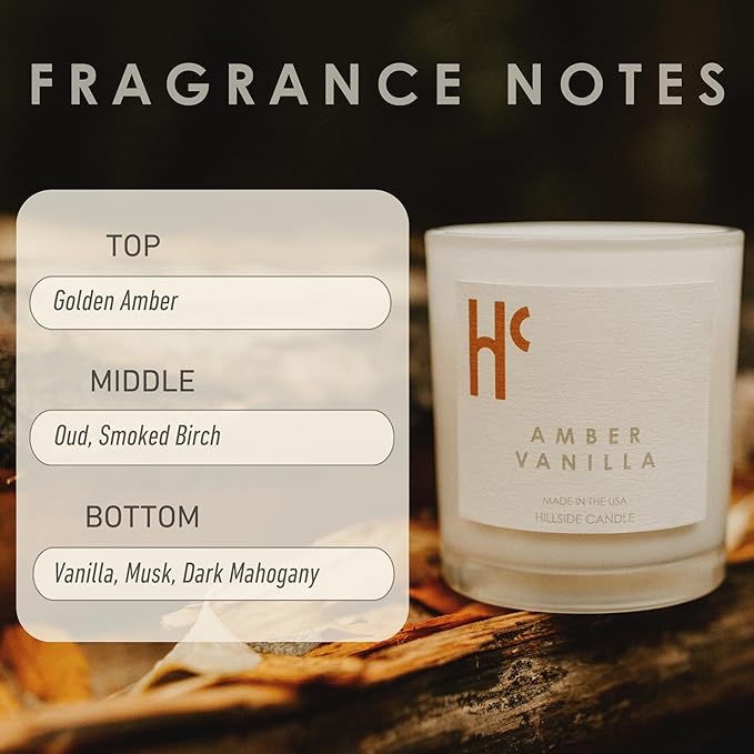 Long-Lasting Amber Vanilla Fragrance - Single Wick Scented Candles - Up to 60 Hour Burn Time, Cruelty-Free Soy Candle Wax Blend - Warm Golden Amber & Vanilla Fragrance (9 oz) - Bloomnest