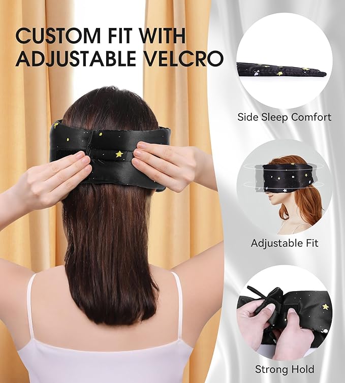 MUSICOZY Mulberry Silk Bluetooth Sleep Mask with HD Stereo Sound, Wireless Sleep Headband Headphones for Side Sleepers, Adjustable Size, Total Light Blocking, Perfect for Travel Relaxation Sleep - Bloomnest