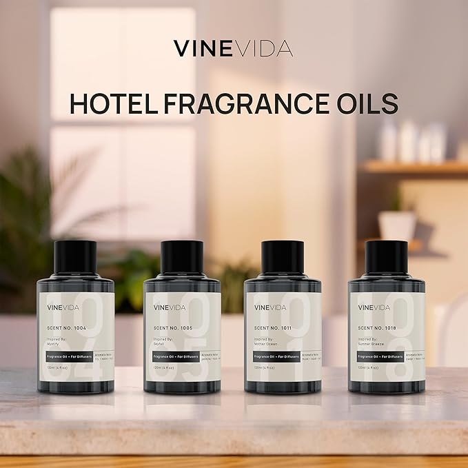 VINEVIDA Hotel Fragrance Collection - 4 Pack Diffuser Oils - Cold Air Diffusers - Scents No. 1005, 1018, 1011, 1004 VINEVIDA