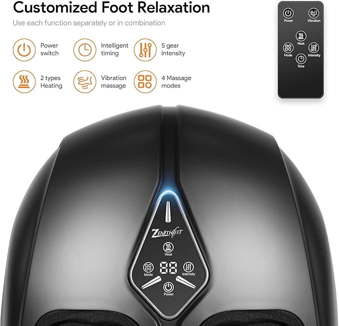 Foot Massager for Men and Women, Foot spa,Kneading, Compression, Vibration, Shiatsu Feet Massage Machine for Plantar Fasciitis, Neuropathy, Foot Warmer,Size 9-14 - Bloomnest