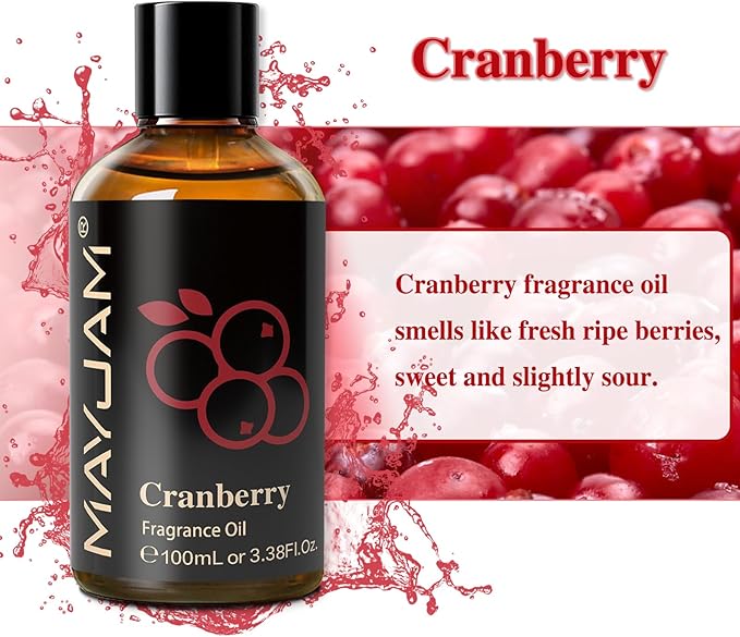 MAYJAM 100ML/3.38FL.OZ Cranberry Fragrance Oils with Glass Dropper, Essential Oils for Diffusers for Home, Long Lasting Scented Oils for Diffusers Soap Candle Making - Bloomnest
