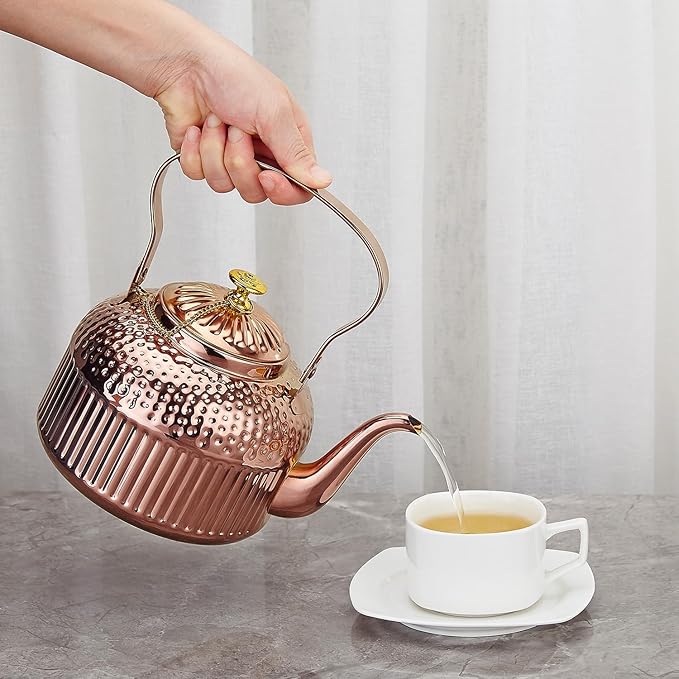 SANQIAHOME Antique 1.2L (40Oz) Stainless Steel Teapot with Infuser copper - Bloomnest