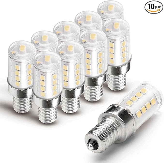 E12 2W C7 T6 LED Chandelier Bulbs 25W Equivalent, E12 Small Candelabra Base LED Bulbs, 120V 250lm 6000k White for Pendant Wall Sconces Dryer Fridge Salt Lamp, Non-Dimmable, 10Pack - Bloomnest