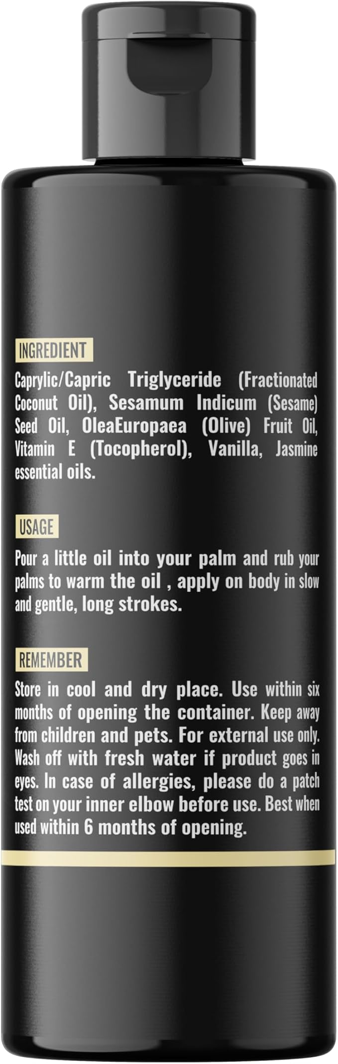 Organic - Vanilla Full Body Massage Oil - No Stain & Non-Sticky | with Fractionated Coconut Oil, Vanilla & Jasmin Oil | for Massage Therapy - 4.05 Fl Oz - Bloomnest