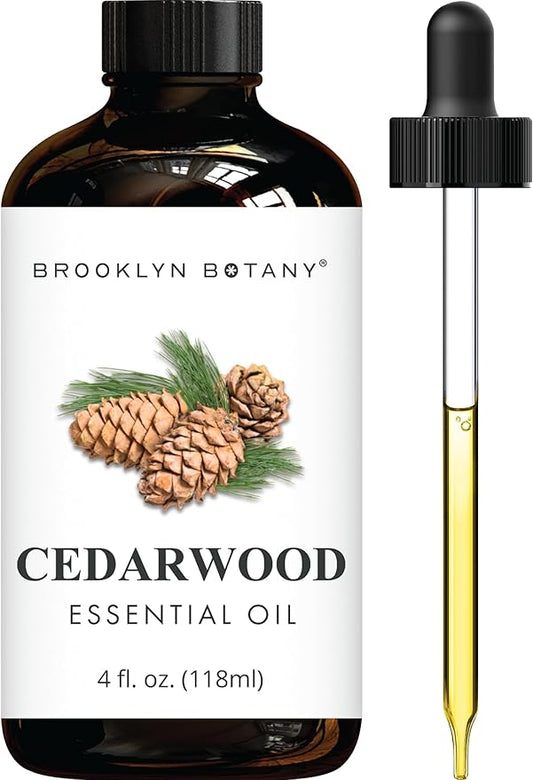 Brooklyn Botany Cedarwood Essential Oil - Huge 4 Fl Oz - 100% Pure and Natural - Premium Grade with Dropper - for Aromatherapy and Diffuser - Bloomnest