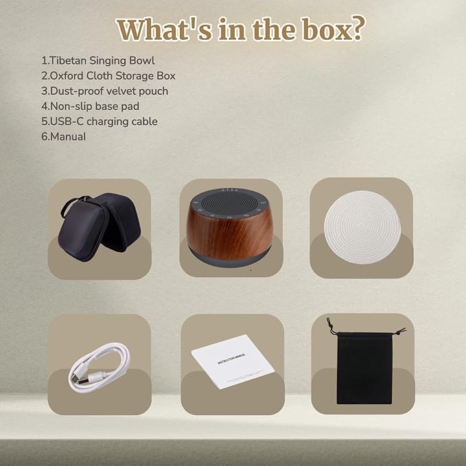 Cordless Automatic Tibetan Singing Bowl,256HZ-432HZ-528HZ 9 Tones 4-Speed Auto-Off Timer,Full Touch Glow Buttons,2000mAh Battery,Deep Ethereal Sound,Yoga,Meditation,Stress Relief (Wooden) Jderv