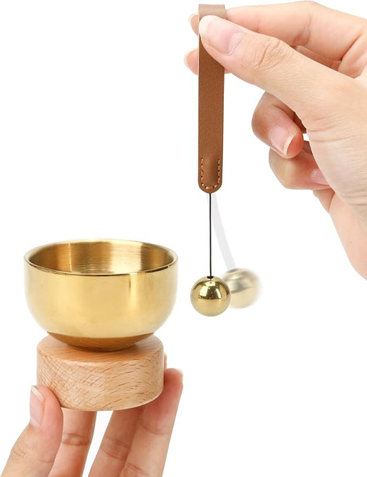 Mini Singing Bowl Set – 2.36" Tibetan Handcrafted Brass Sound Bowl for Meditation, Yoga, Relaxation, Mindfulness, Self-Regulation, Chakra Healing, Stress Relief Therapy, Spiritual Gift for Women Men - Bloomnest