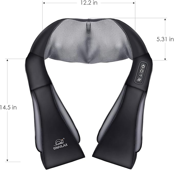 Snailax Cordless Massager - Shiatsu Neck and Shoulder Massager with Heat, FSA Eligible, Portable, Lumbar, Back Electric Massage Pillow, Christmas Gift - Bloomnest